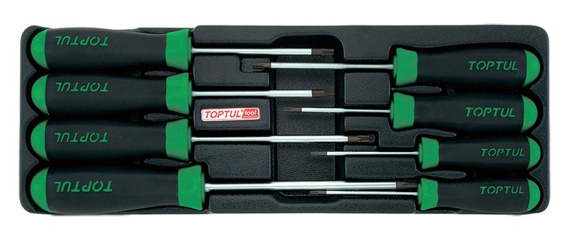Набор отверток TOPTUL TORX T9-T40 с отверстием 8 предметов, в ложементе GAAT0807