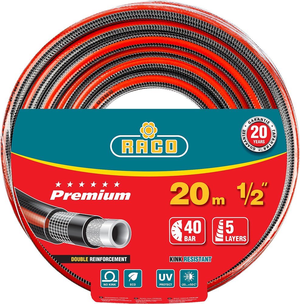 Поливочный армированный 5-ти слойный шланг Raco PREMIUM 1/2'x20м 40300-1/2-20_z01