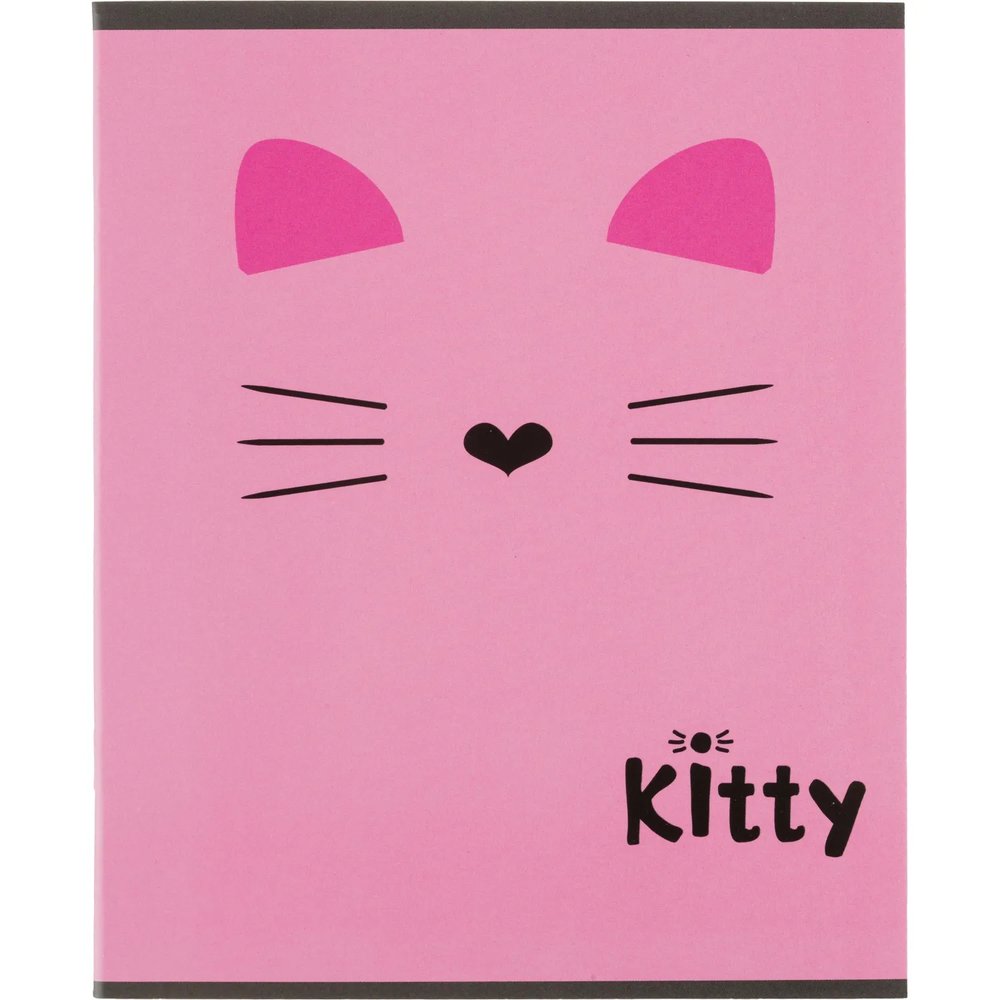 Тетрадь общая А5 48л Kitty роз,клет,скреп, ВД-лак