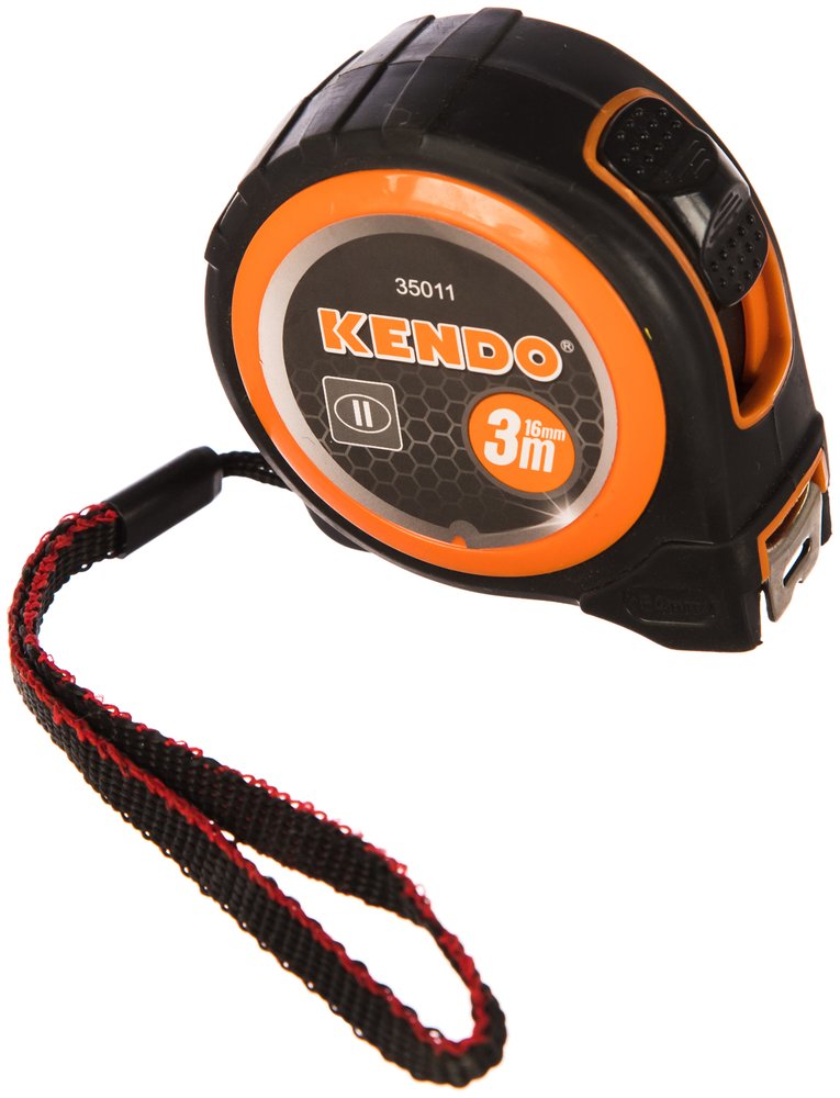 Рулетка 3 м x 16 мм ударостойкая в полностью обрезиненном корпусе KENDO 35046