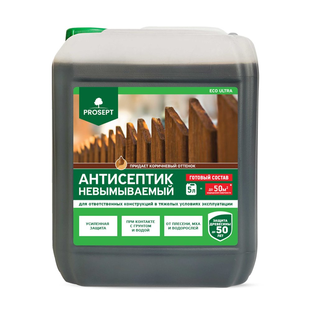 Антисептик PROSEPT ECO ULTRA невымываемый, коричневый, готовый состав, 5 л 062-5