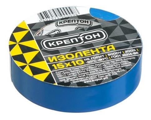 Изолента Крептон 15 мм, 10 м, синяя 90003