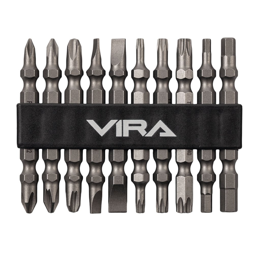 Набор бит для шуруповерта магнитные двусторонних VIRA S2 PH PZ SL TORX HEX 10 шт 554197