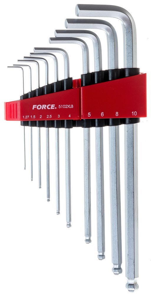 Набор шестигранников длинн.Г-образн. с шаром 10пр. FORCE 5102XLB