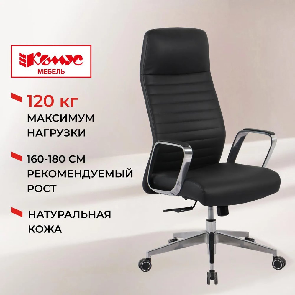 Кресло BN_Hg_EChair-505 TL нат. кожа черный алюминий