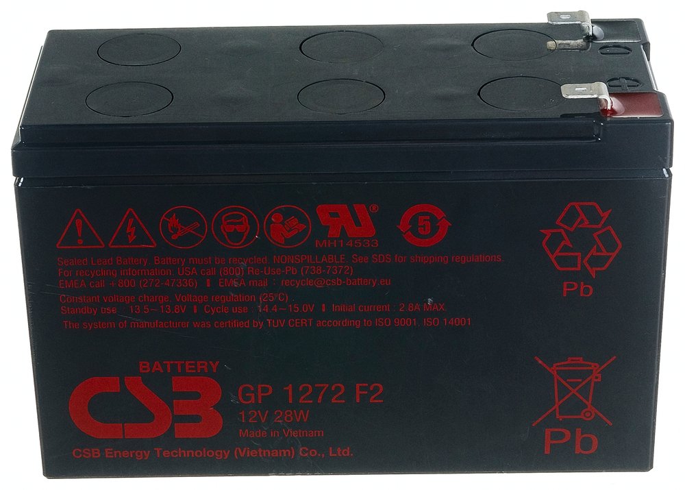 Аккумулятор для ИБП CSB GP1272 F2 (12V28W) 12В, 7.2 Ач УТ-00000100