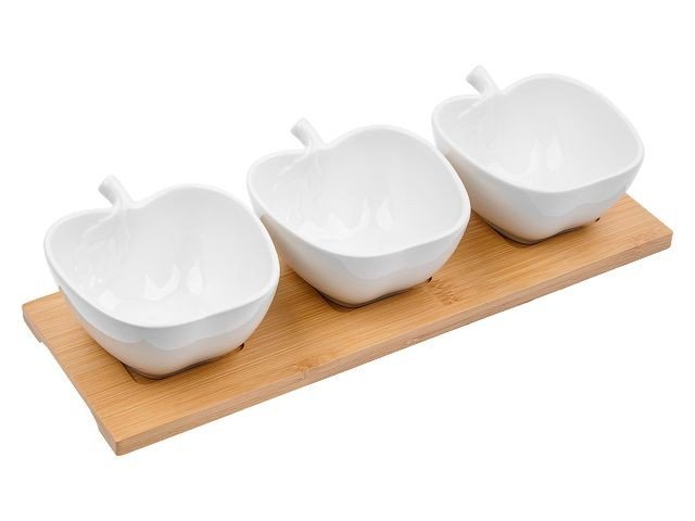 Трехсекционная менажница на бамбуковой подставке PERFECTO LINEA BAMBOO 38-321110