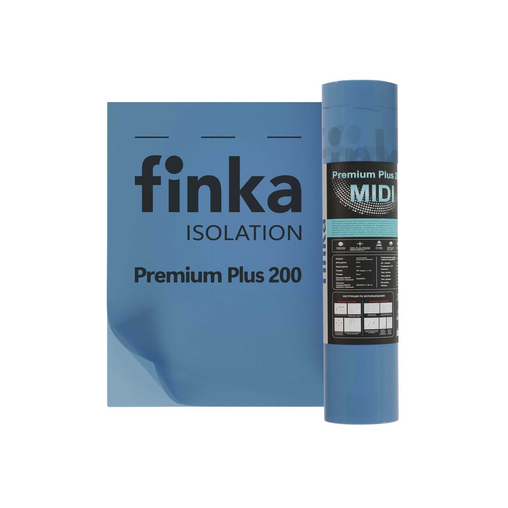 Пароизоляция Finka Premium Plus 200 MIDI 75 кв. м, полурукав ПВД 800 мм, 200 мкм, ширина 1.6 м FP75