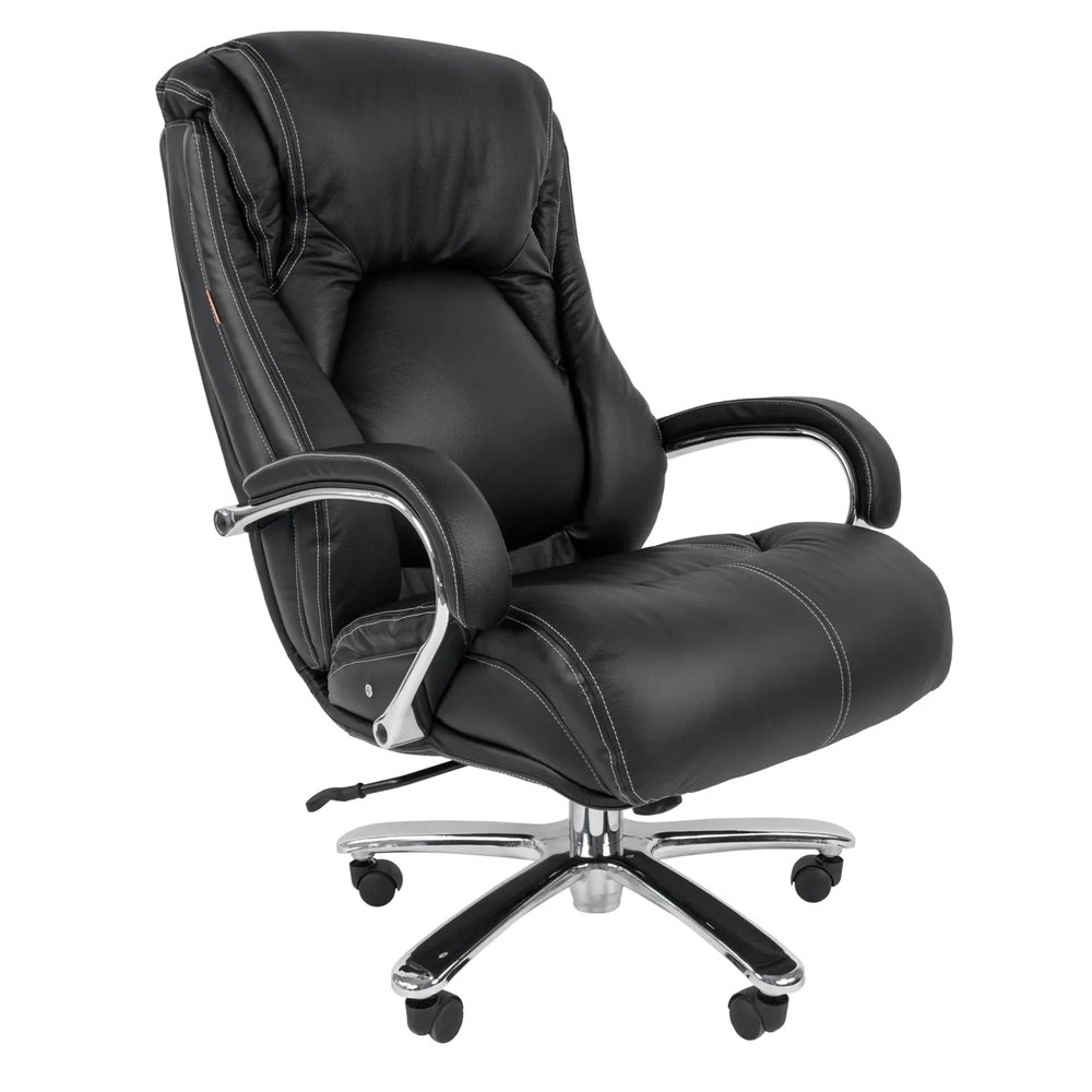 Кресло VT_CHAIRMAN 402 кожа черная, хром