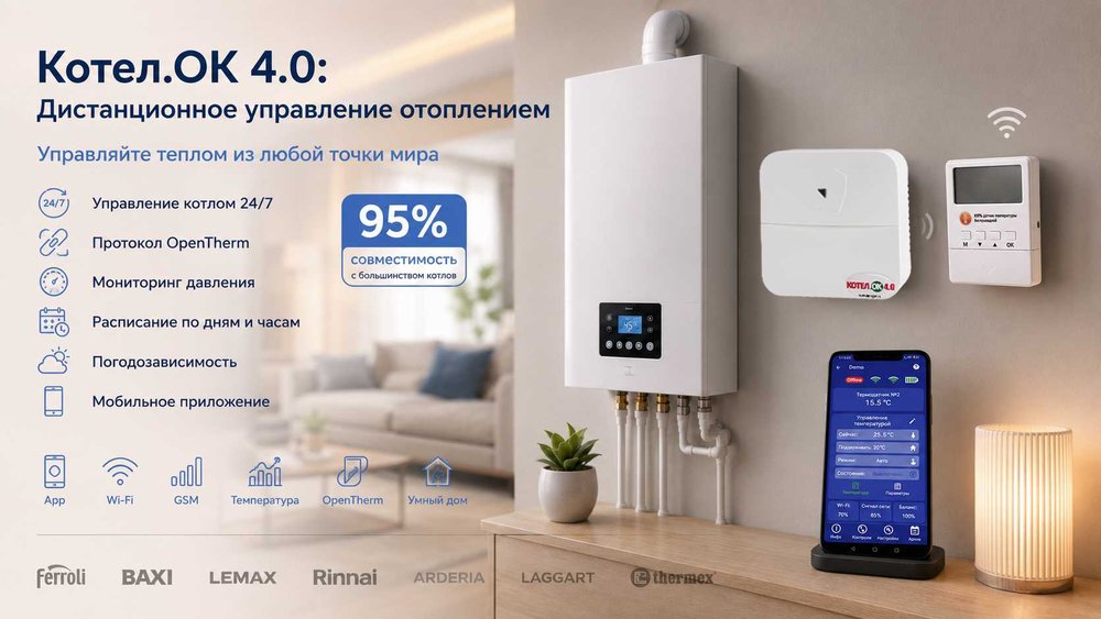 GSM-Wi-FI модуль ИПРо Котел.ОК 4.0 OpenTherm Премиум с беспроводным датчиком температуры 11003672