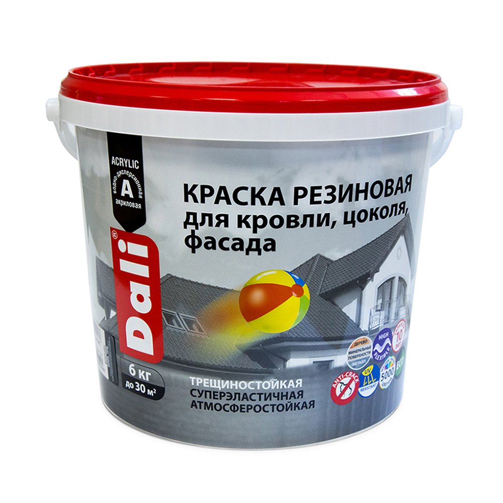 Краска резиновая DALI серый графит RAL 7024 6 КГ 273861