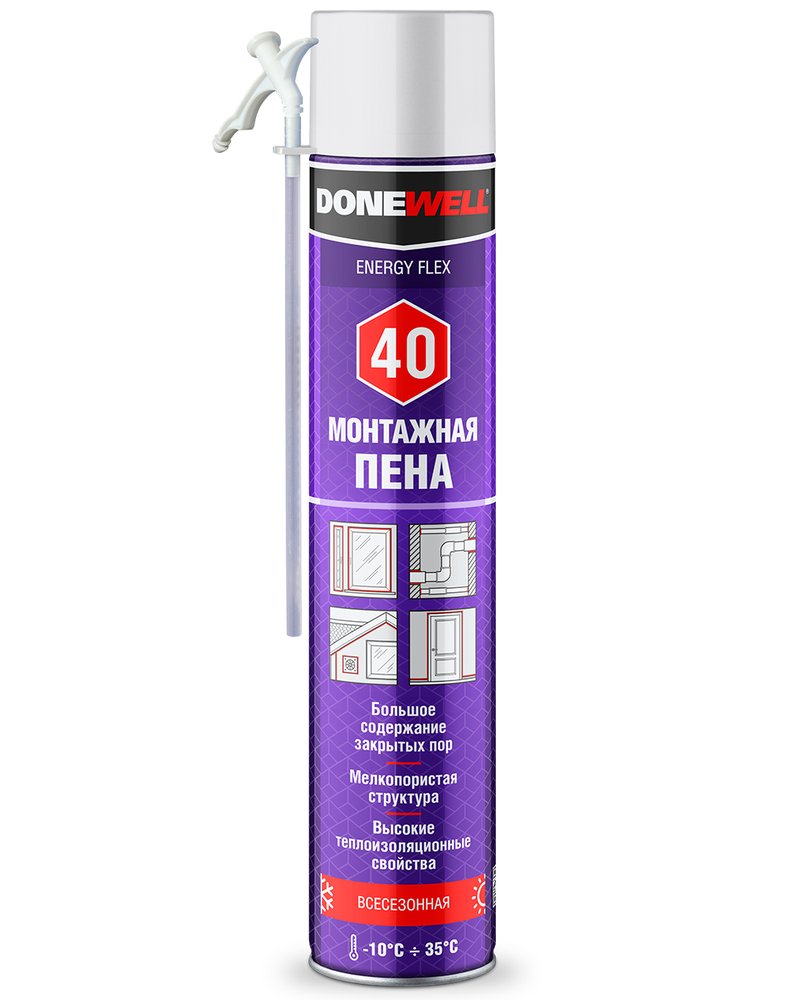 Пена полиуретановая монтажная бытовая всесезонная DONEWELL  ENERGY FLEX 40 DPH10U40