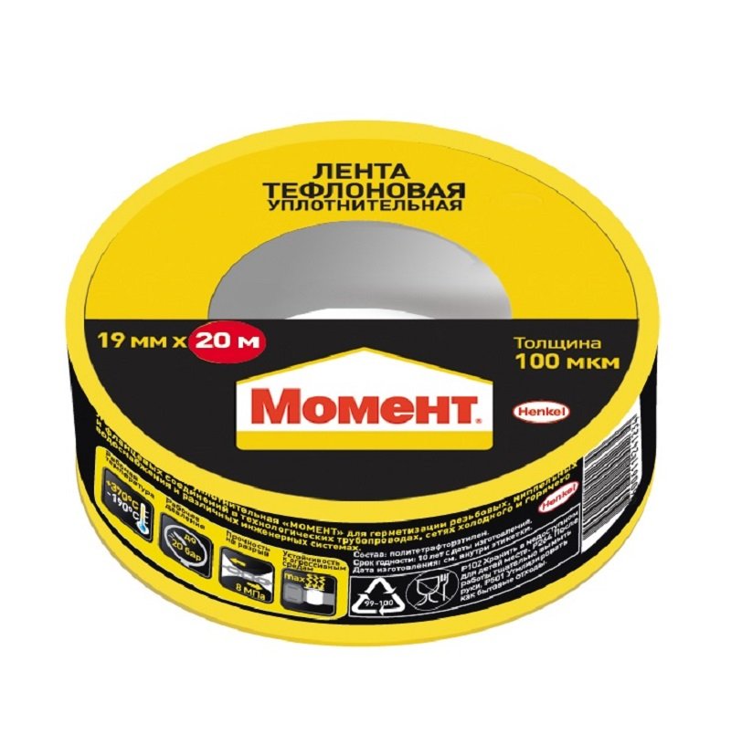 Уплотнительная лента Момент 2230214 тефлоновая, ФУМ, 20 м 3049500