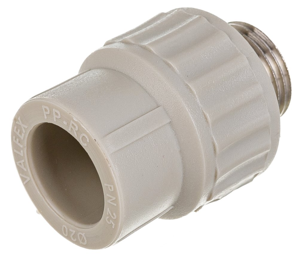 Муфта комбинированная с наружной резьбой VALFEX PP-R серая, 20 мм х1/2' 10130020Г 127-0359