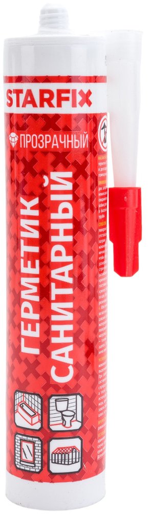 Санитарный силиконовый Герметик STARFIX Sanitary Silicone бесцветный, 300 мл SM-57867