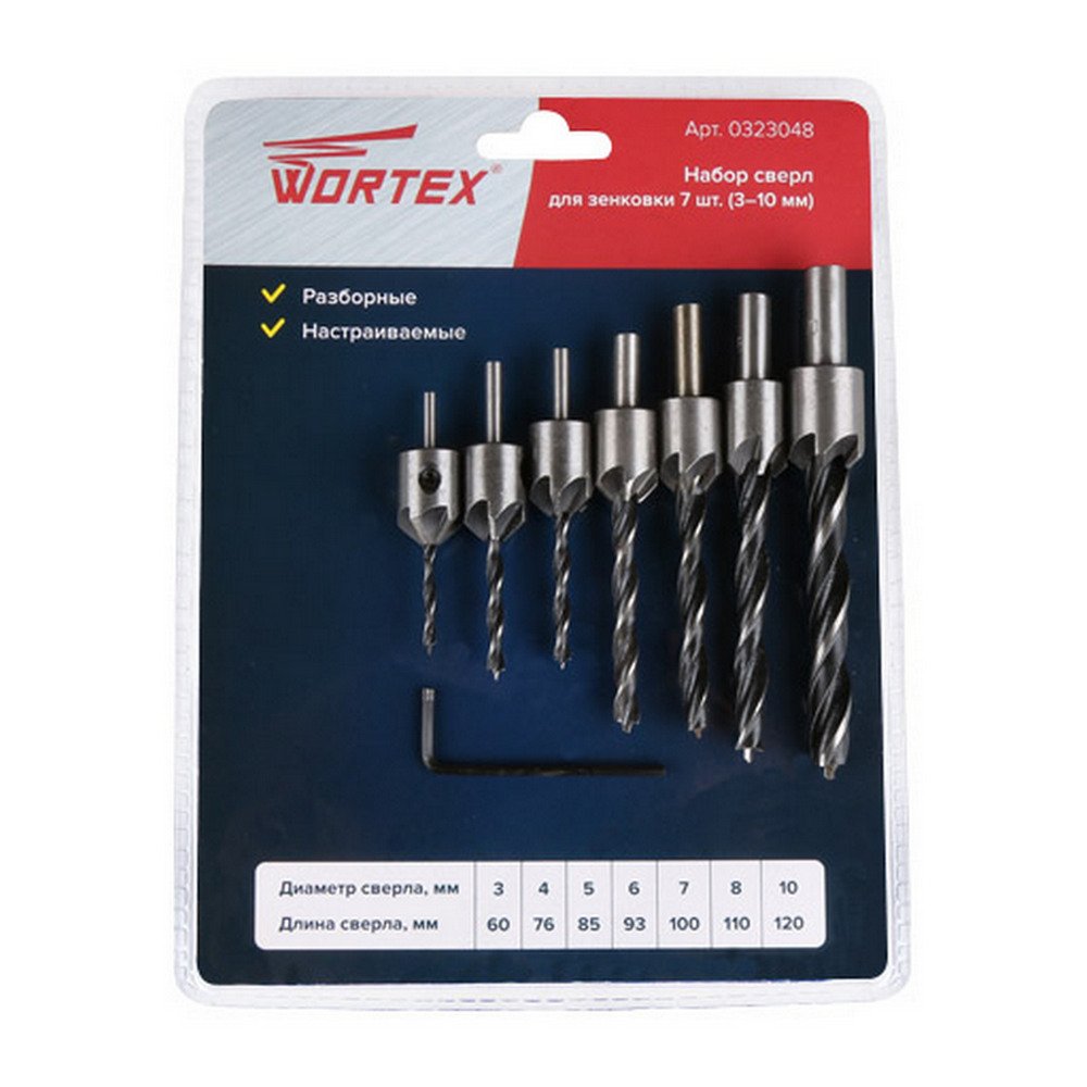 Набор сверл по дереву 7 штук WORTEX 0323048