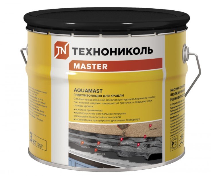 Битумно-резиновая мастика Технониколь AquaMast, ведро 3 кг TN889469