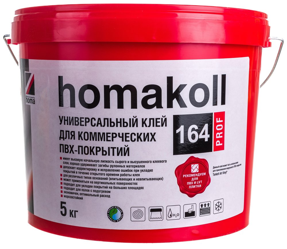 Клей Homakoll 164 Prof, для коммер. линолеума, 300-350 г/м2, 5 кг 54675