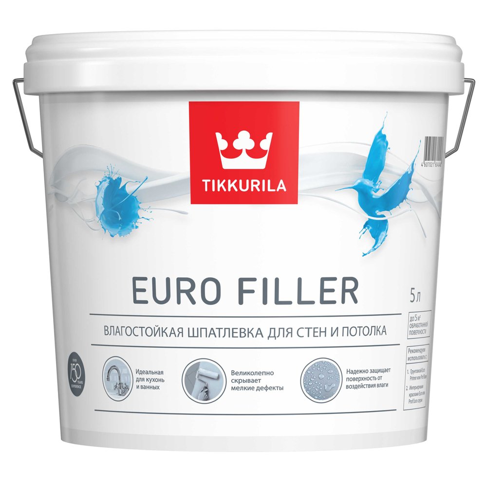 Влагостойкая шпатлевка Tikkurila EURO FILLER 5 л 700012220