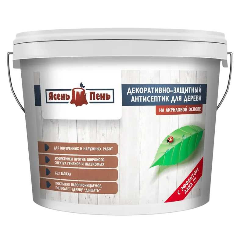 Декоративно-защитная пропитка антисептик для дерева Ясень Пень с эффектом лака, ясень, 0.9 л УТ00002558