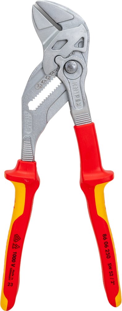 Переставные клещи-ключ Knipex VDE, 250 мм, хром, 2К ручки, KN-8606250SB