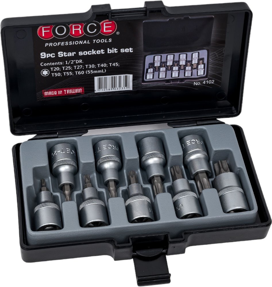 Набор головок-бит Torx 1/2', 9 шт. FORCE 4102