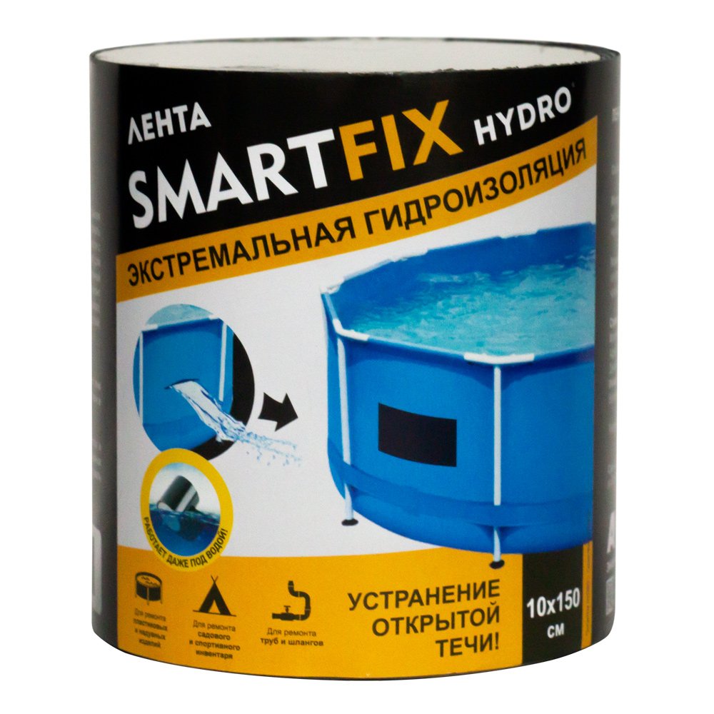 Лента гидроизоляционная Smart Fix W-con SmartFix HYDRO 10*150 см, черная 120840