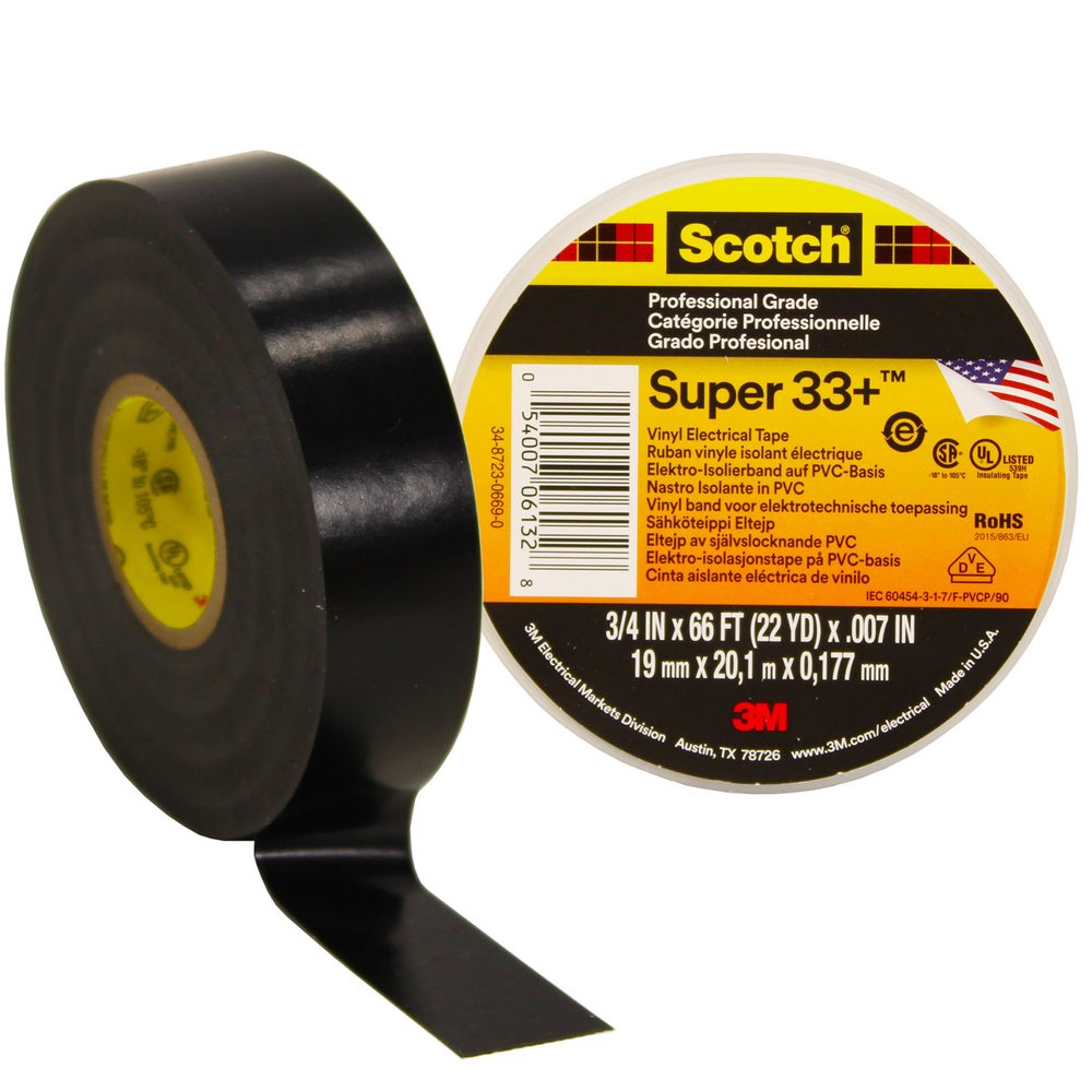 Изоляционная лента высшего класса 3М Scotch Super 33+ 19мм х 20м х 0,18мм 7000042541