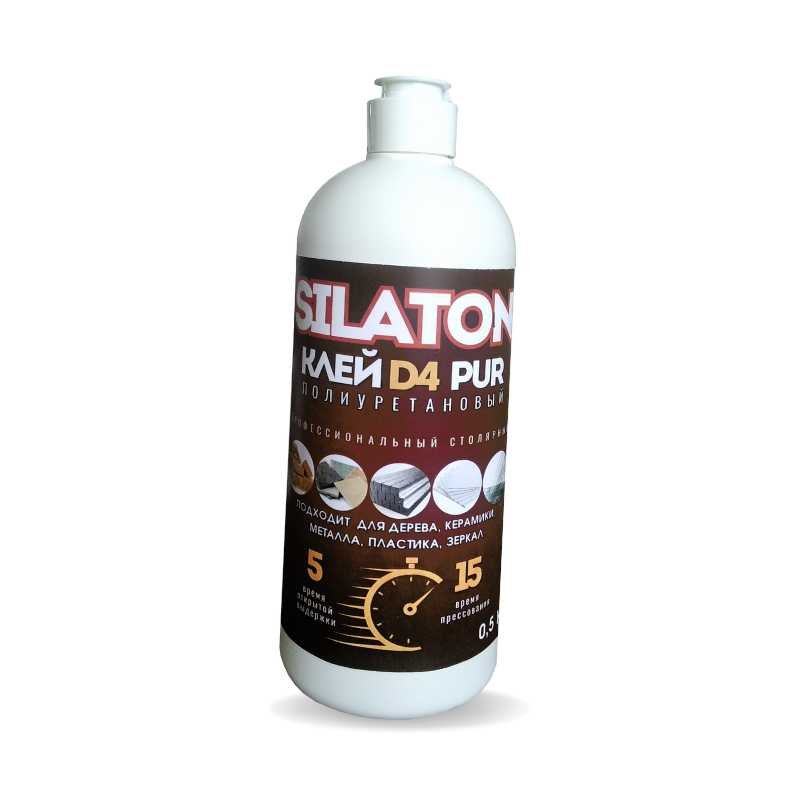 Клей SILATON PUR D4 5.15 Профессиональный столярный, полиуретановый для дерева, 0.5 кг PURD405.15/05