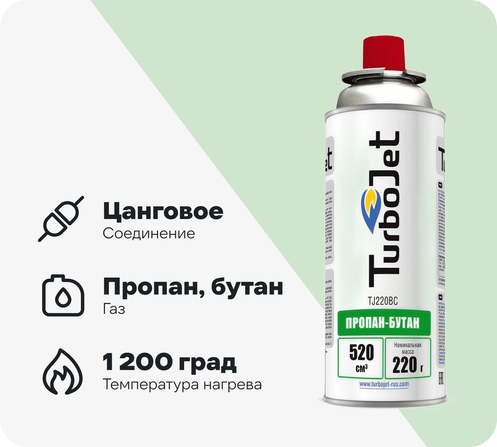 Газовый баллон Turbojet БУТАН 220 г, цанговый TJ220BC