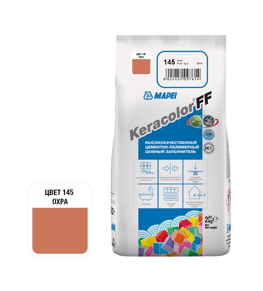 Затирка MAPEI KERACOLOR FF № 145, 2 кг, охра 5QA014502A
