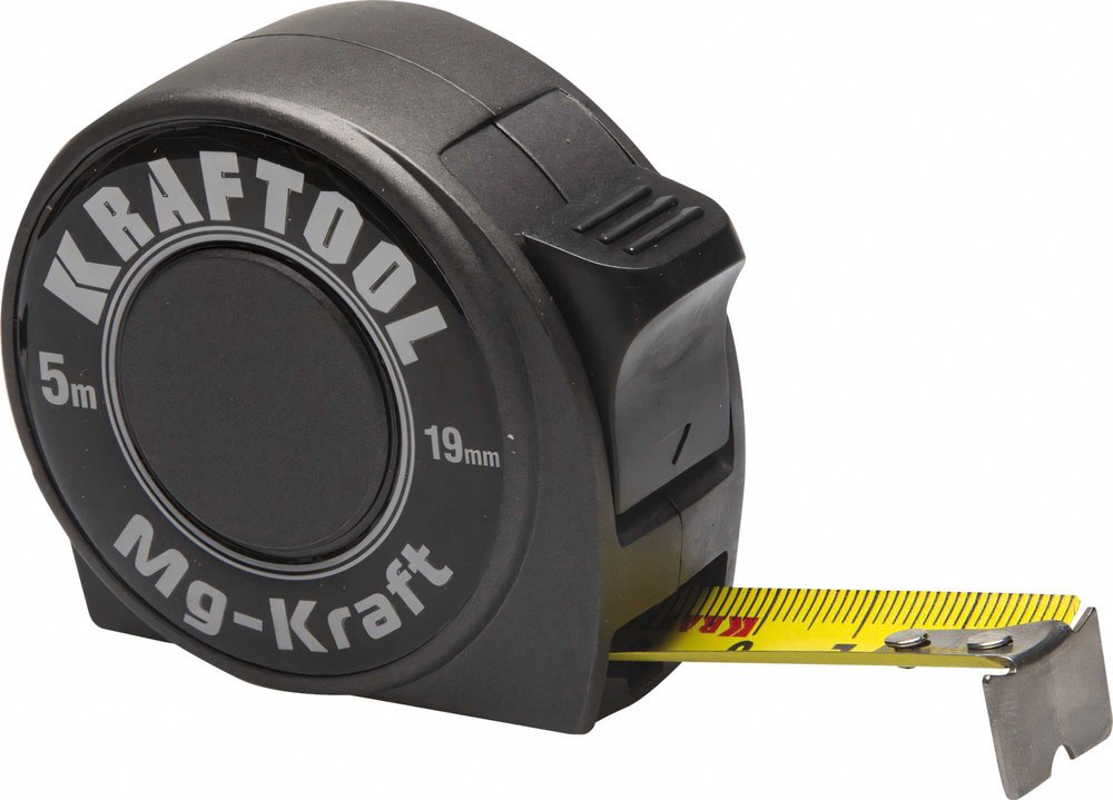 Рулетка Kraftool PRO MG-Kraft, особопрочный корпус, Mg сплав, нейлон, суперкомпактный размер, 5м 19м 34129-05-19