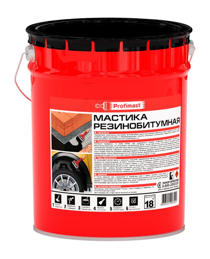 Резинобитумная мастика Profimast 21,5 л / 18 кг 4607952900707