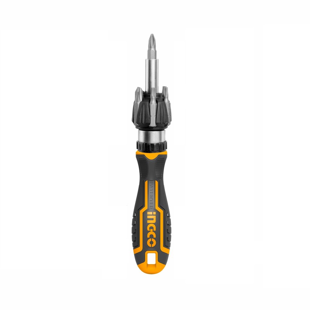 Трещоточная отвёртка с битами INGCO 8 шт INDUSTRIAL AKISD0808