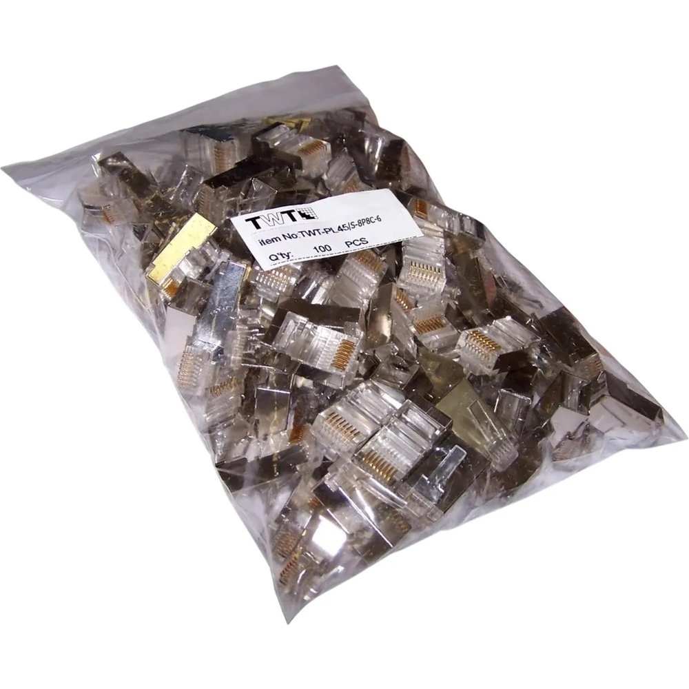 Коннектор RJ45 TWT TWT-PL45/S-8P8C-6 STP 8P8C, унив cat.6, 100шт/уп