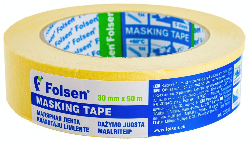 Малярная лента Folsen желтая 60oC 30ммx50м 02330