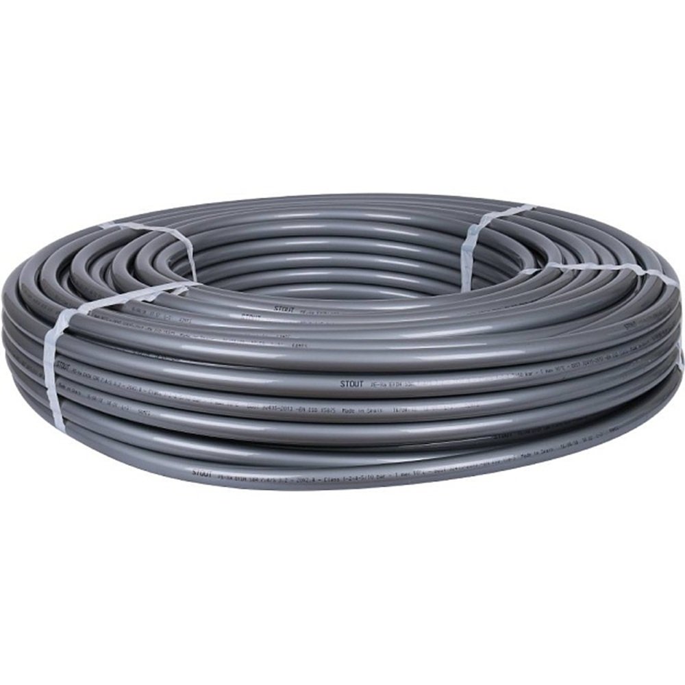 Труба из сшитого полиэтилена с кислородным слоем STOUT PEX-a 20х2,8 бухта 100 м серая SPX-0001-002028