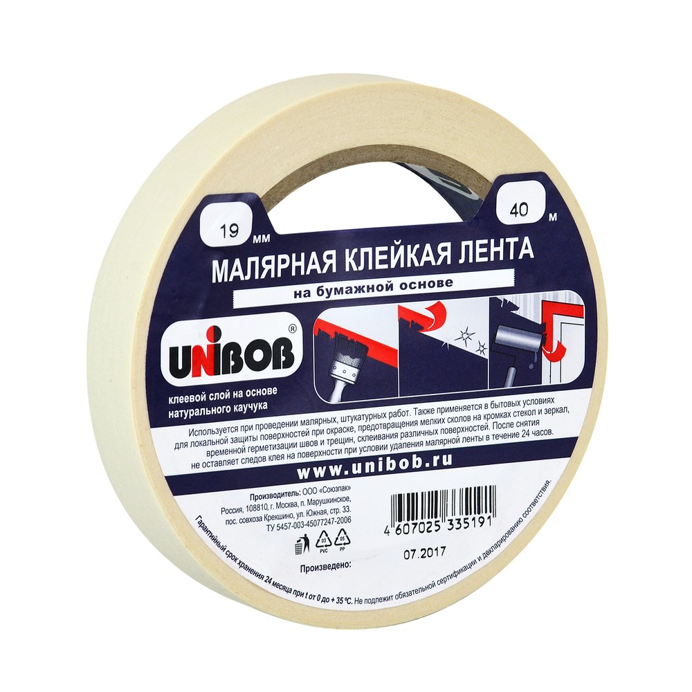 Малярная клейкая лента UNIBOB 19 мм х 40 м 214971