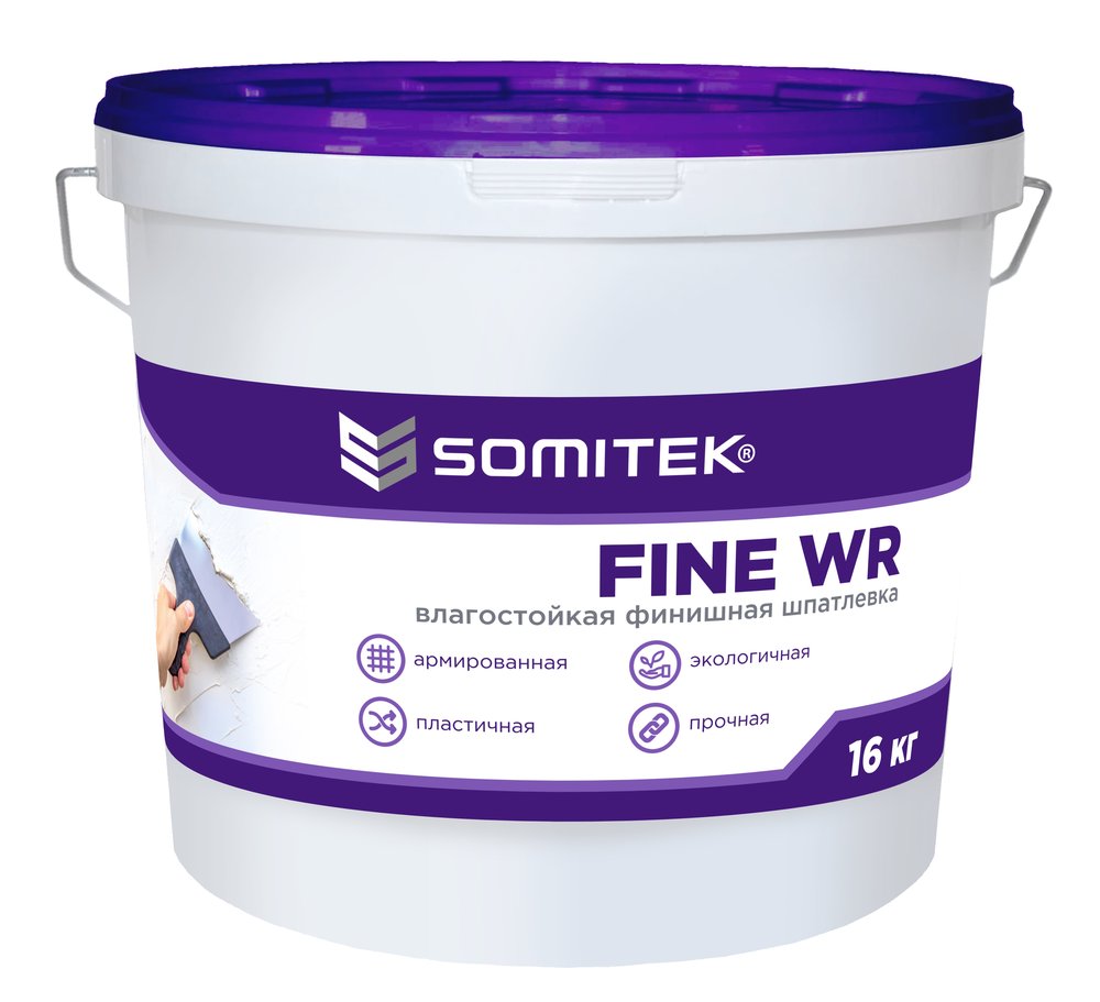 Влагостойкая финишная шпатлевка SOMITEK FINE WR 16 кг 36008