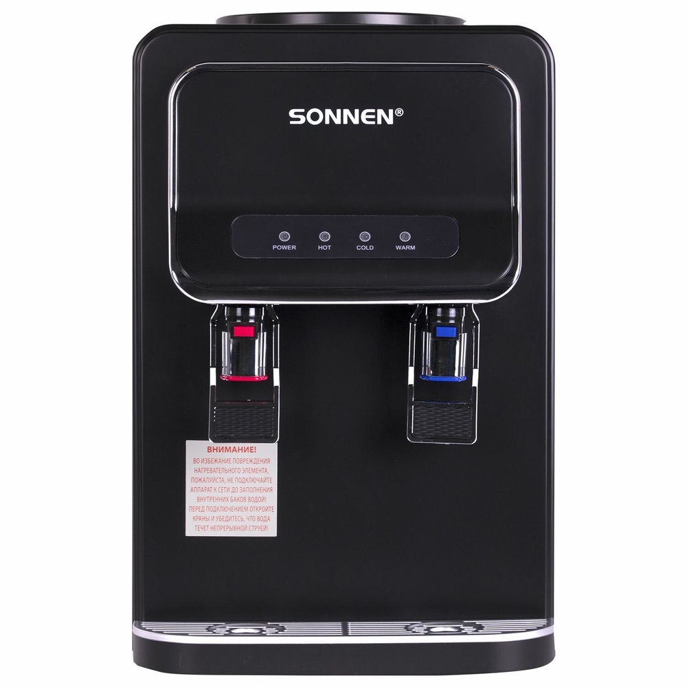 Кулер для воды SONNEN Tse-02wb, настольный, нагрев/охлаждение электронное, 2 крана, черный 456174