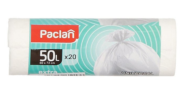 Мешки для мусора белые EXTRA (20 шт, 60х72 см, 50 л, ПНД) Paclan 42216358