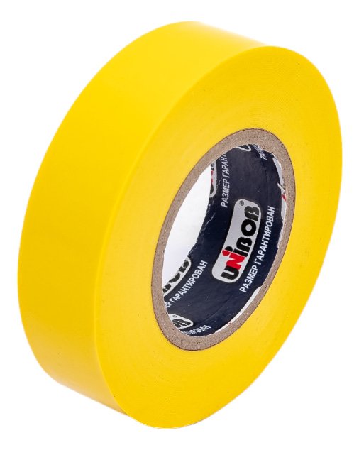 Изолента ПВХ UNIBOB 19 мм х 20 м, желтая, 150 мкм 211752