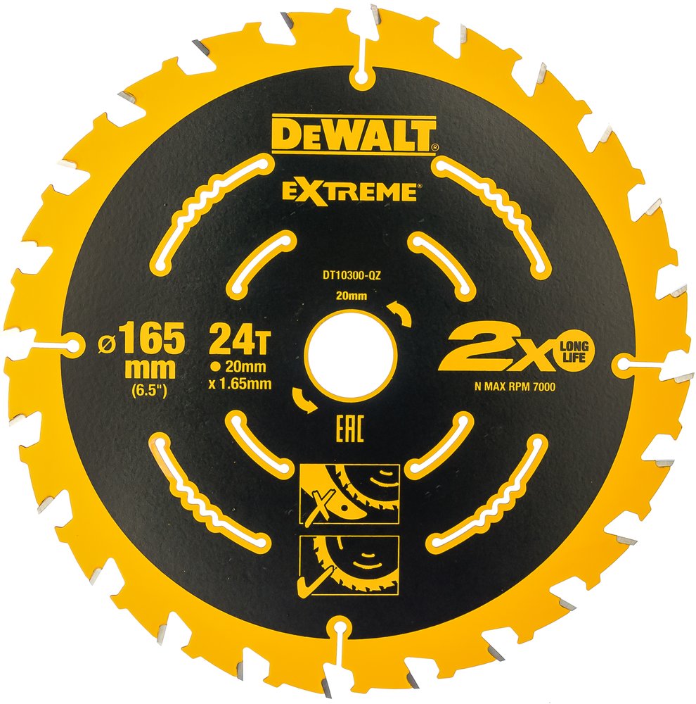 Диск пильный по дереву (165х20 мм, 24) DEWALT DT 10300