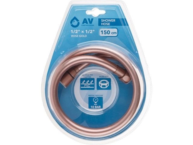 Шланг душевой AV Engineering, PVC, 1/2 г-г, 150 см, розовое золото, AVSSS-113