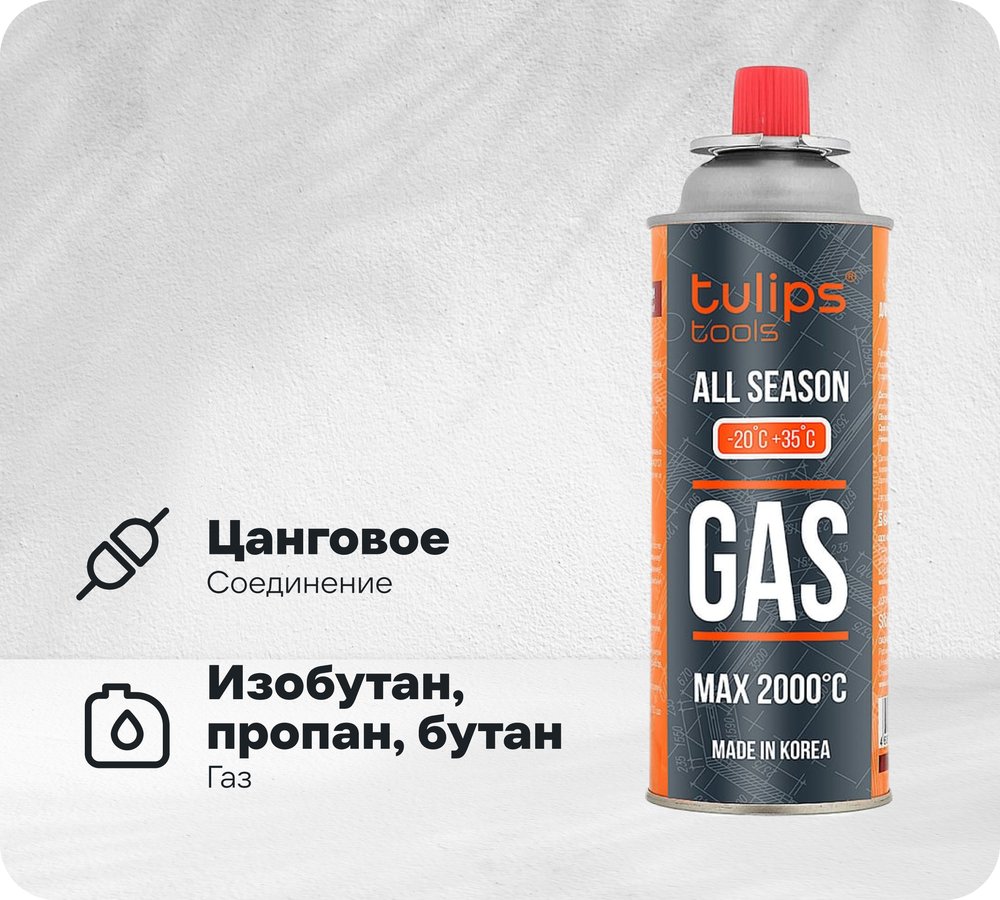 Цанговый баллон с газом Tulips Tools 220г IG13-220