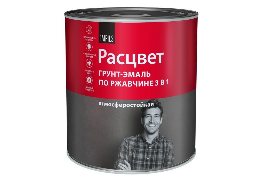 Грунт-эмаль по ржавчине Расцвет алкидная, белая, 2.7 кг 65174
