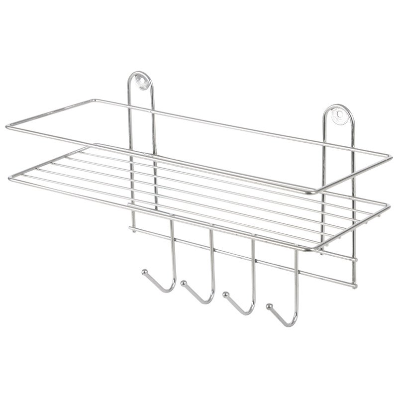Настенная полка Рыжий кот Lecco Plus 33*12,5*21 см 4 крючка хром 310865