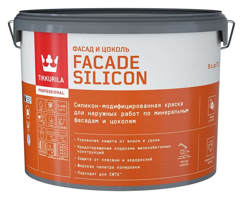 Фасадная краска Tikkurila Facade Silicon VVA глубокоматовая 9л 700011476