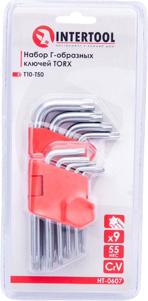 Набор Г-образных ключей INTERTOOL TORX 9шт, Т10-Т50, Cr-V, Small HT-0607