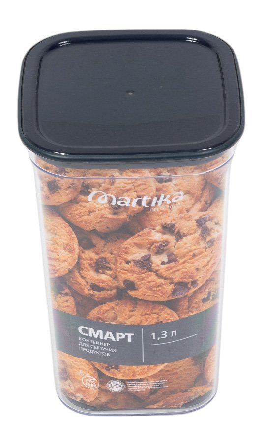 Контейнер для сыпучих продуктов Martika Смарт 1.3 л, чернильно-серый С414ЧСЕР
